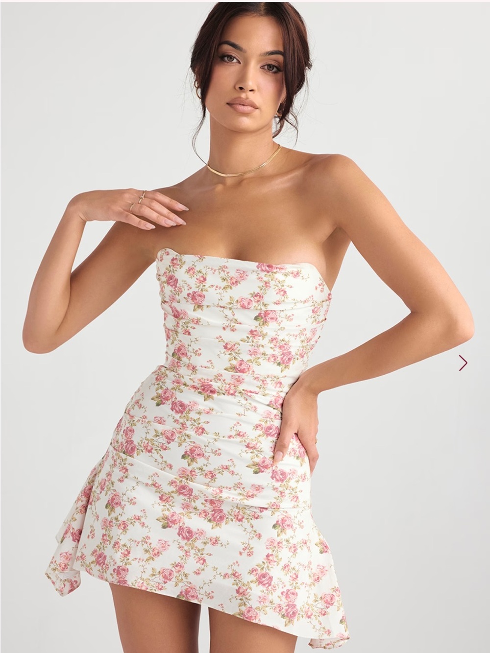 House of CB Jasmine Rose Print Draped Coset Dress- Homecoming/ semi-formal dress - Picture 2 of 10